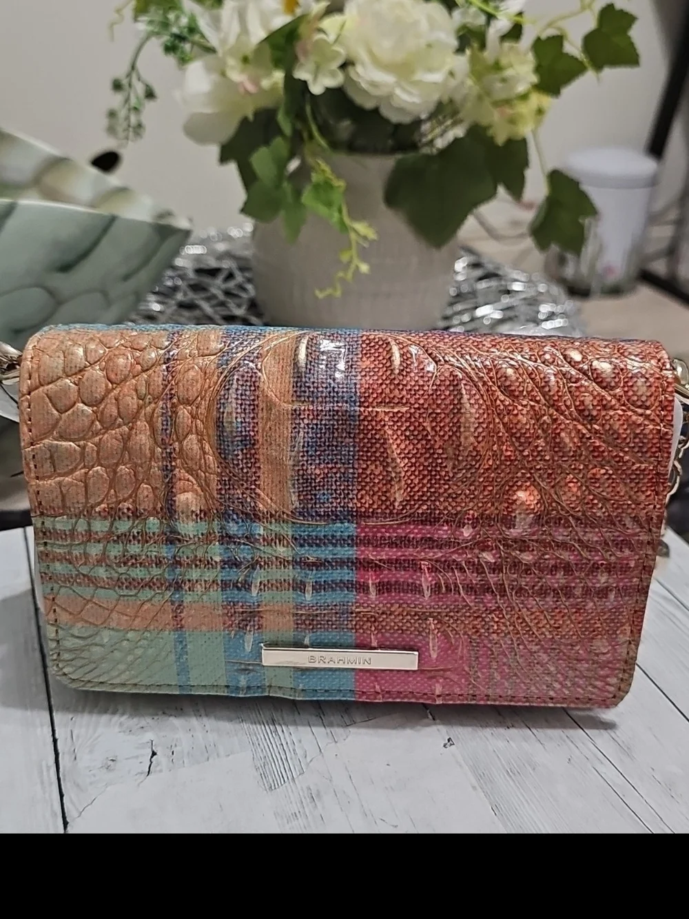 Nwt Brahmin Multicolor Leather Crossbody Wallet And BRAHMIN CONDITIONER.
